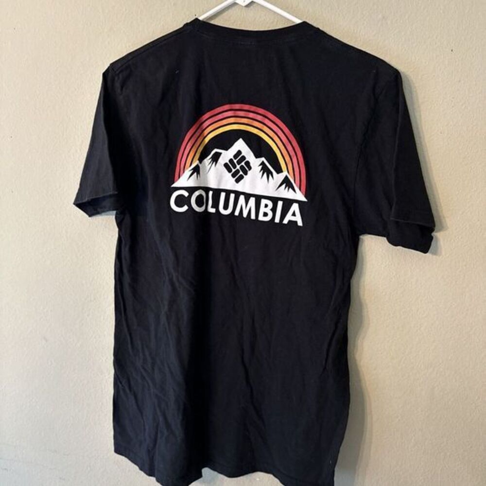 Columbia Shirt Mens Medium Black Mountains Soft Touch Cotton Hiking Casual